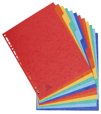 Intercalaires carte lustrée 225g 12 positions - A4 maxi 2412E