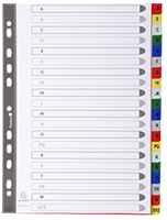 Intercalaires imprimés alphabétiques PP couleurs 12/100 AZ - A4 94E