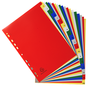 Intercalaires imprimés alphabétiques PP couleurs 12/100 AZ - A4 94E